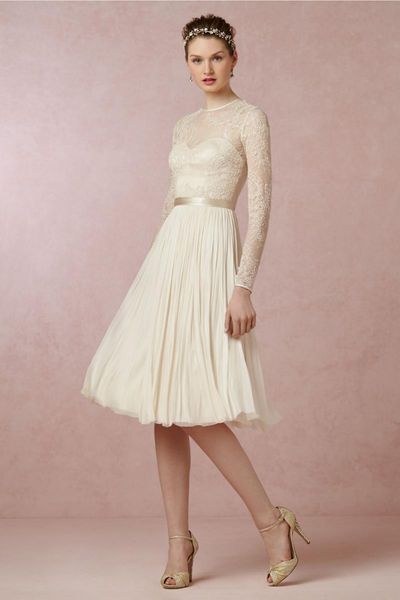 bridesmaid dress arrival beach lace a line o- neck long sleeves knee length victorian bridal gowns in stock 2021 dresses, White;pink