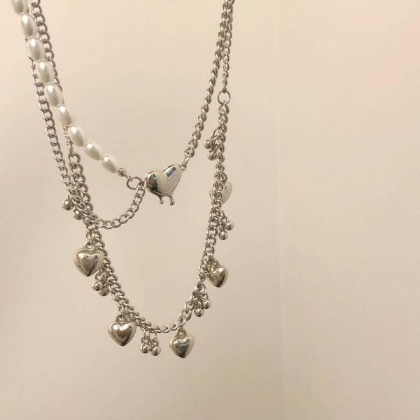 pendant necklaces double-layer chain pearl love heart clavicle women delicate metal necklace hip hop jewelry female elegant trendy chokers, Silver
pendant necklaces double-layer chain pearl love heart clavicle women delicate metal necklace hip hop jewelry female elegant trendy chokers, Silver