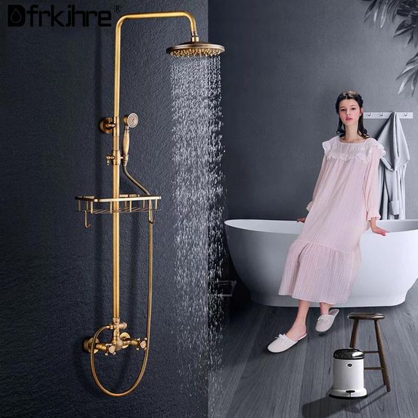 bathroom antique brass shower set faucet 8" head & cold system mixer wall mounted tap sets
bathroom antique brass shower set faucet 8" head & cold system mixer wall mounted tap sets