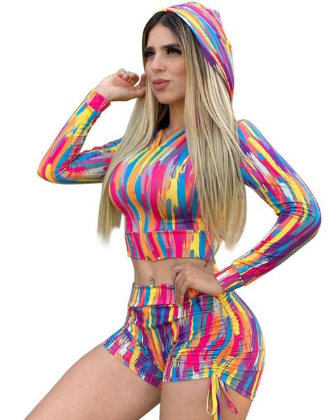 summer women beach style long sleeve hooded neck elastic short pants printed two piece sets women's tracksuits, Gray
summer women beach style long sleeve hooded neck elastic short pants printed two piece sets women's tracksuits, Gray