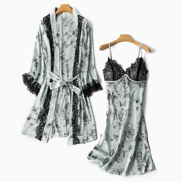 women's sleepwear women 2pcs satin nighty&robe set lace nightwear kimono bathrobe gown intimate lingerie lounge with chest pads, Black;red
women's sleepwear women 2pcs satin nighty&robe set lace nightwear kimono bathrobe gown intimate lingerie lounge with chest pads, Black;red
