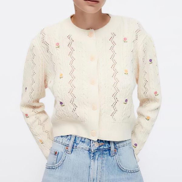 women's knits & tees jastie spring autumn women o-neck knitted hollow out sweaters floral embroidery single-breasted long sleeve short, White
women's knits & tees jastie spring autumn women o-neck knitted hollow out sweaters floral embroidery single-breasted long sleeve short, White