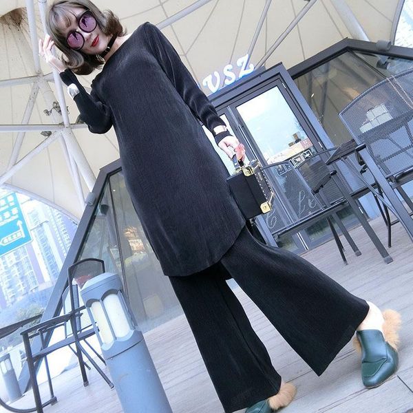 women's tracksuits real spring and autumn korean leisure suit size thin fold solid loose gown wide leg pants two piece wqer, Gray
women's tracksuits real spring and autumn korean leisure suit size thin fold solid loose gown wide leg pants two piece wqer, Gray