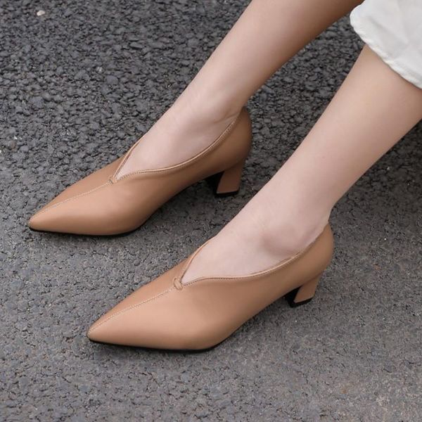 dress shoes fanyuan heels women fashion mules platform slip on pumps pointed toe all match ladies size 34-43, Black