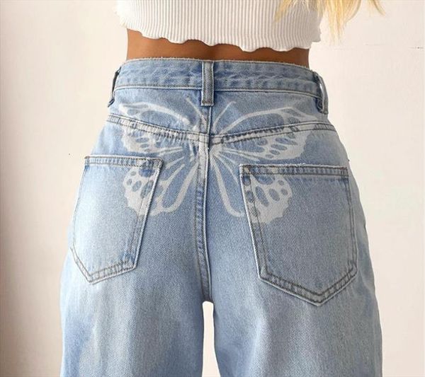 high waist butterfly print jeans womens pants cargo waisted straight leg vintage, Black;white
high waist butterfly print jeans womens pants cargo waisted straight leg vintage, Black;white