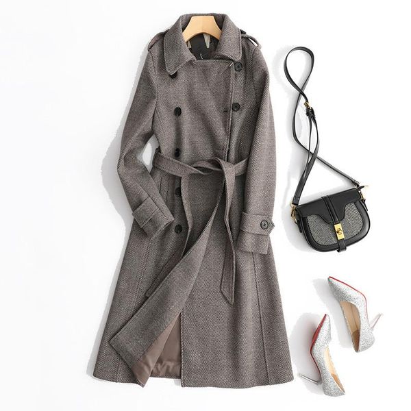 women's wool & blends winter overcoat long sleeve lapel trench coat women warm elegant female vintage outwear p169, Black
women's wool & blends winter overcoat long sleeve lapel trench coat women warm elegant female vintage outwear p169, Black