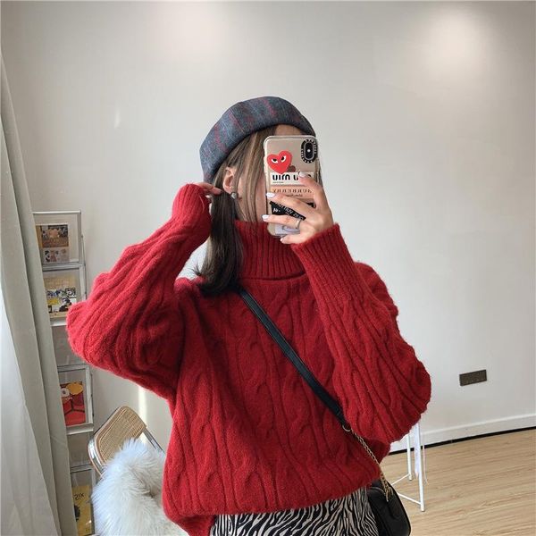 women's sweaters chunky turtleneck sweater women autumn winter out knitted pullover jumpers loose woman, White;black
women's sweaters chunky turtleneck sweater women autumn winter out knitted pullover jumpers loose woman, White;black