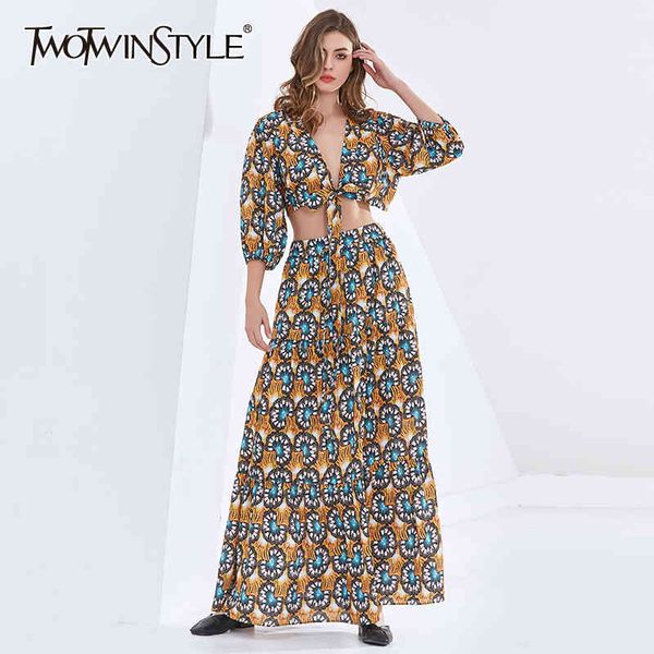 twotwinstyle bohemian print two piece set for women v neck long sleeve short high waist skirt sets female fashion 210517, White
twotwinstyle bohemian print two piece set for women v neck long sleeve short high waist skirt sets female fashion 210517, White