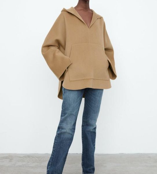 women's wool & blends woman camel enno cashmere blend oversized coat hooded pullovers long wide sleeves side slit front pockets, Black
women's wool & blends woman camel enno cashmere blend oversized coat hooded pullovers long wide sleeves side slit front pockets, Black