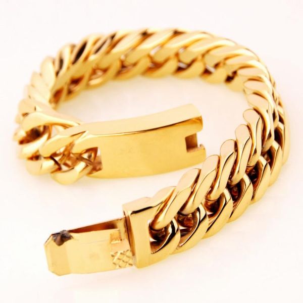 15mm/17mm charming 316l stainless steel gold color cuban curb chain men's bracelet bangle fashion jewelry 7"-11" xmas gift ho, Black
15mm/17mm charming 316l stainless steel gold color cuban curb chain men's bracelet bangle fashion jewelry 7"-11" xmas gift ho, Black