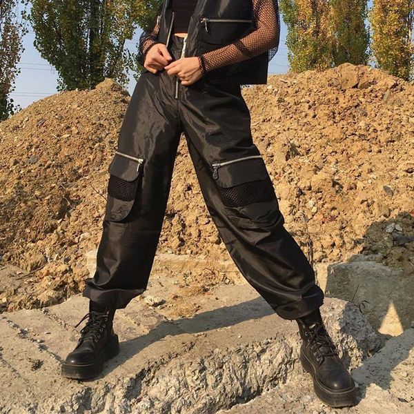 women's pants & capris 2021 street fashion mesh patchwork bf style cool ladies casual pockets loose hip hop cargo trousers women black, Black;white
women's pants & capris 2021 street fashion mesh patchwork bf style cool ladies casual pockets loose hip hop cargo trousers women black, Black;white