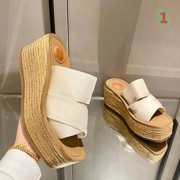 delivery 2021 designer espadrille slippers luxury leisure beach woven sandals size 35-40 with box, Black
