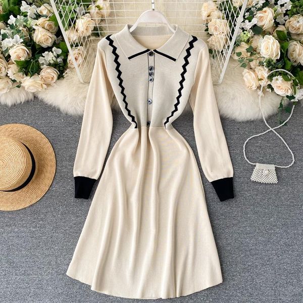 casual dresses singrain women korean knitted dress design turn-down collar long sleeve a-line autumn elastic fashion streetwear, Black;gray
casual dresses singrain women korean knitted dress design turn-down collar long sleeve a-line autumn elastic fashion streetwear, Black;gray