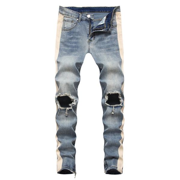 men's jeans 2021 lines stripe big holes ripped streetwear zipper slim skinny stretch denim pencil pants trousers blue black
men's jeans 2021 lines stripe big holes ripped streetwear zipper slim skinny stretch denim pencil pants trousers blue black