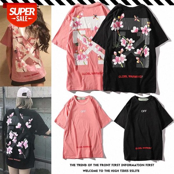 white ow men and women couple casual cherry blossom short-sleeved all-match student t-shirt #hs2q, White;black
white ow men and women couple casual cherry blossom short-sleeved all-match student t-shirt #hs2q, White;black
