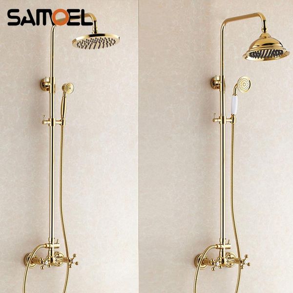 classic luxury gold brass shower faucet mixer tap wall-mounted dual handle copper set with 8 inch showerhead st307 bathroom sets
classic luxury gold brass shower faucet mixer tap wall-mounted dual handle copper set with 8 inch showerhead st307 bathroom sets