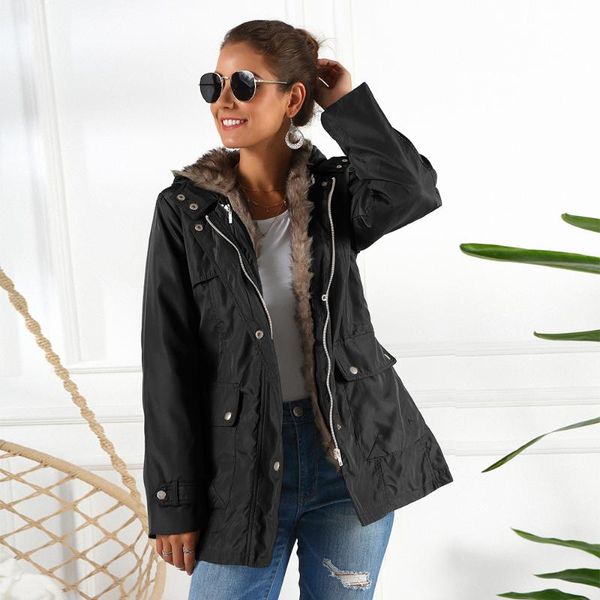 women's down & parkas winter women warm coats hooded long sleeves female plush overcoat zipper pockets belted slim femme thicken outwea, Black
women's down & parkas winter women warm coats hooded long sleeves female plush overcoat zipper pockets belted slim femme thicken outwea, Black