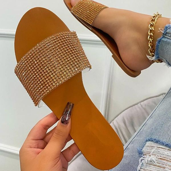 women bling crystal slippers woman causal flats 2021 summer ladies open toe slides women's outdoor beach shoes plus size 36-43, Black
women bling crystal slippers woman causal flats 2021 summer ladies open toe slides women's outdoor beach shoes plus size 36-43, Black