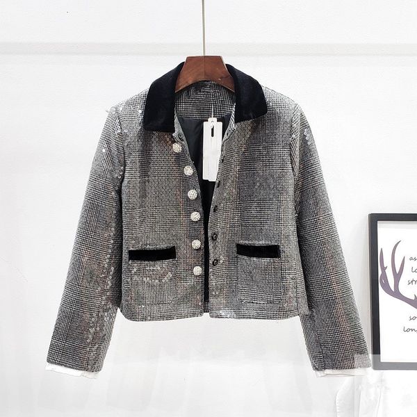 jacket fashion plaid gray sequins women streetwear chaquetas mujer loose rhinestone buttons long sleeve short jacket coat female, Black;brown
jacket fashion plaid gray sequins women streetwear chaquetas mujer loose rhinestone buttons long sleeve short jacket coat female, Black;brown