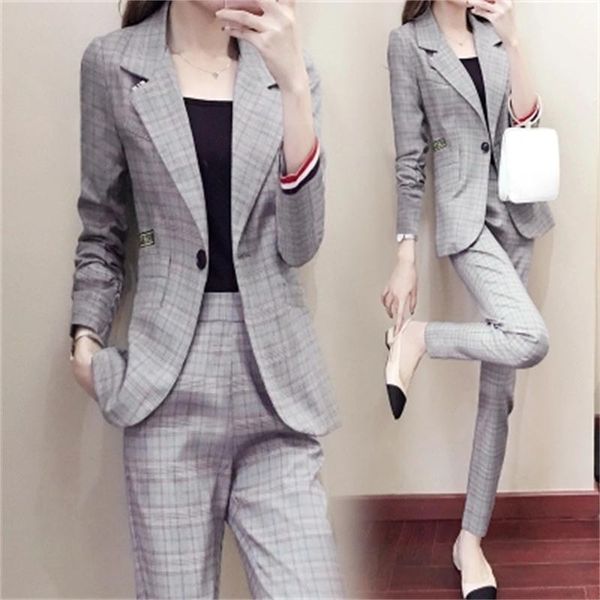 women's suits & blazers plaid pant female spring / autumn koreanfashion temperament suit + trousers two-piece women, White;black
women's suits & blazers plaid pant female spring / autumn koreanfashion temperament suit + trousers two-piece women, White;black