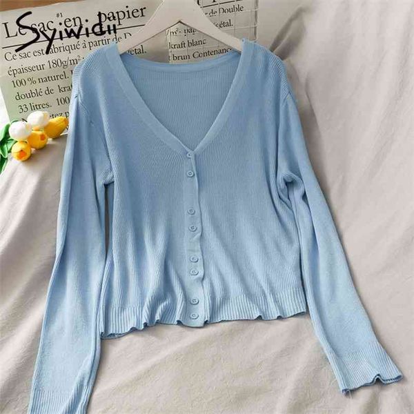 sweater women summer autumn knitted v neck long sleeve shirts button up short clothing for green blue white 210607, White;black
sweater women summer autumn knitted v neck long sleeve shirts button up short clothing for green blue white 210607, White;black
