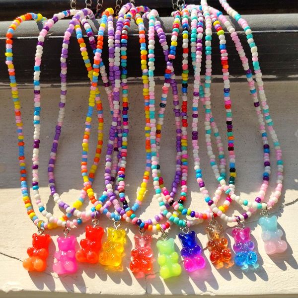 chokers handmade seed bead colorful jelly bear choker necklace for women rainbow color gummy pendant fashion jewelry wholesale, Golden;silver
chokers handmade seed bead colorful jelly bear choker necklace for women rainbow color gummy pendant fashion jewelry wholesale, Golden;silver