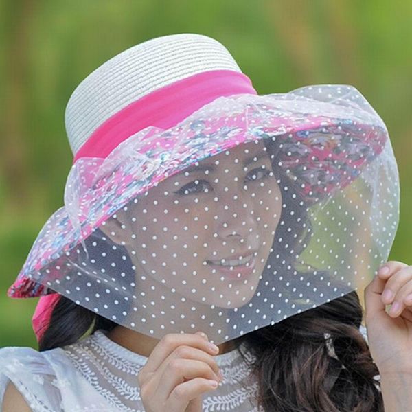 veil hat female summer sunbonnet large brim anti-uv sunscreen sun folding beach cap straw braid wide hats, Blue;gray
veil hat female summer sunbonnet large brim anti-uv sunscreen sun folding beach cap straw braid wide hats, Blue;gray