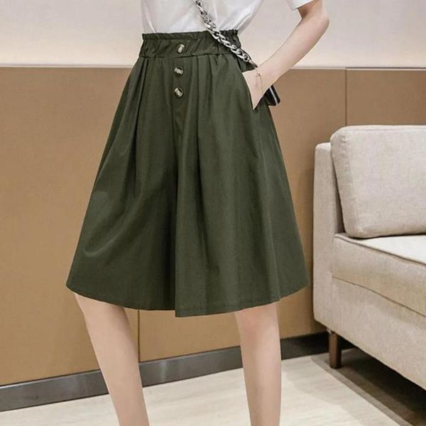 women's shorts women casual wide leg a-line solid color minimalist elastic waist fifth summer clothing, White;black
women's shorts women casual wide leg a-line solid color minimalist elastic waist fifth summer clothing, White;black