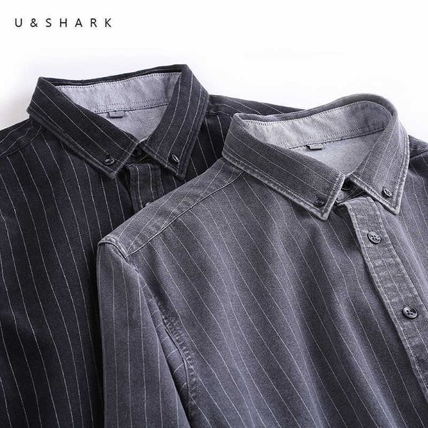 u&shark thin striped shirts for men korean clothes men shirt long sleeved 100% cotton shirt business social male office clothing 210603, White;black
u&shark thin striped shirts for men korean clothes men shirt long sleeved 100% cotton shirt business social male office clothing 210603, White;black