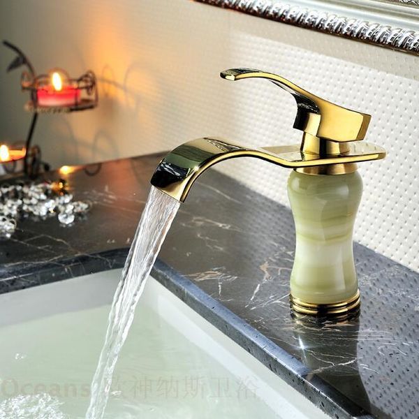 bathroom sink faucets factory direct imitation of classical european-wide copper hole marble waterfall natural jade gold-plated faucet
bathroom sink faucets factory direct imitation of classical european-wide copper hole marble waterfall natural jade gold-plated faucet