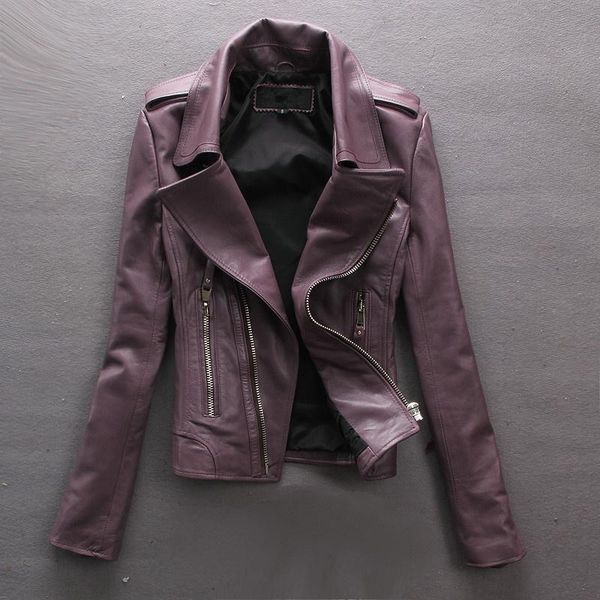 women's leather & faux factory spring and autumn sheepskin real clothing genuine female short design slim motorcycle jacket women, Black
women's leather & faux factory spring and autumn sheepskin real clothing genuine female short design slim motorcycle jacket women, Black
