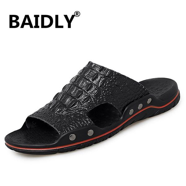 slippers sandals men genuine leather summer brand soft comfortable beach casual outdoor slides, Black
slippers sandals men genuine leather summer brand soft comfortable beach casual outdoor slides, Black