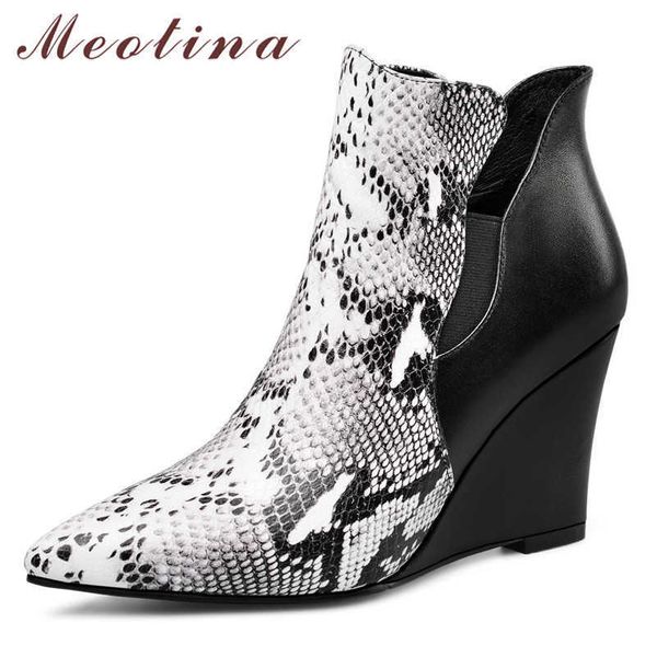meotina autumn ankle boots women genuine leather zip wedges heel short boots snake print super high heel shoes ladies size 34-39 210608, Black
meotina autumn ankle boots women genuine leather zip wedges heel short boots snake print super high heel shoes ladies size 34-39 210608, Black