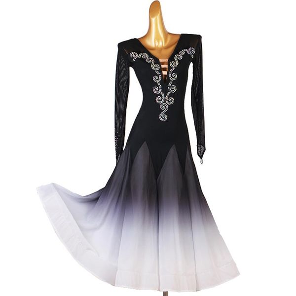 stage wear long sleeve ballroom competition dance dress advanced black waltz dancing skirt lady's standard dresses, Black;red
stage wear long sleeve ballroom competition dance dress advanced black waltz dancing skirt lady's standard dresses, Black;red