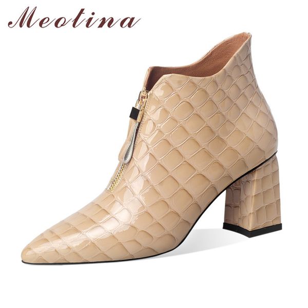 meotina genuine leather high heel short boots women shoes pointed toe block heels zipper ankle boots lady autumn winter black 41 210520
meotina genuine leather high heel short boots women shoes pointed toe block heels zipper ankle boots lady autumn winter black 41 210520