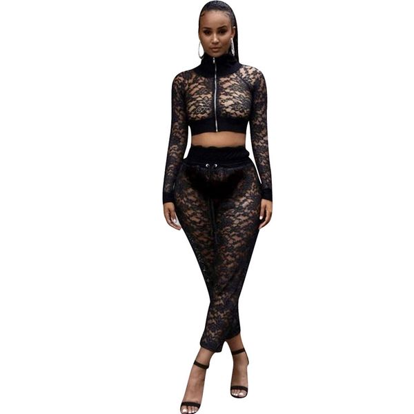 nightclub black lace 2 piece set women sheer mesh lace short jacket and pants suits clubwear party two piece outfits, Black;white
nightclub black lace 2 piece set women sheer mesh lace short jacket and pants suits clubwear party two piece outfits, Black;white
