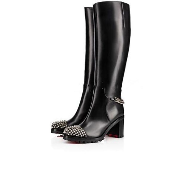 elegant winter fashion platform heels knee boots red bottoms women's boot black genuine leather with spikes bottes femme box
elegant winter fashion platform heels knee boots red bottoms women's boot black genuine leather with spikes bottes femme box