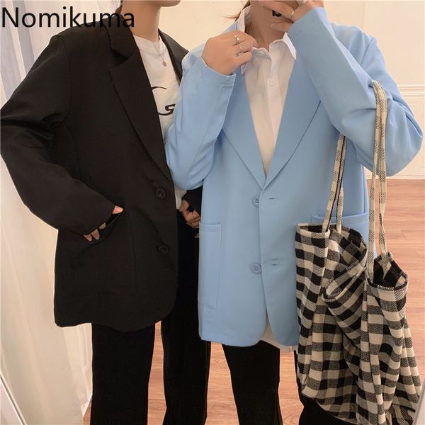 nomikuma notched collar long sleeve blazer women solid color casual loose jackets arrival single breasted all-match 210514, White;black
nomikuma notched collar long sleeve blazer women solid color casual loose jackets arrival single breasted all-match 210514, White;black