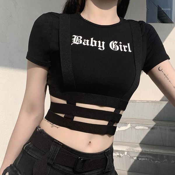 women's t-shirt streetwear punk hollow out black t shirt harajuku goth letter print bodycon short sleeve women basic crop, White
women's t-shirt streetwear punk hollow out black t shirt harajuku goth letter print bodycon short sleeve women basic crop, White