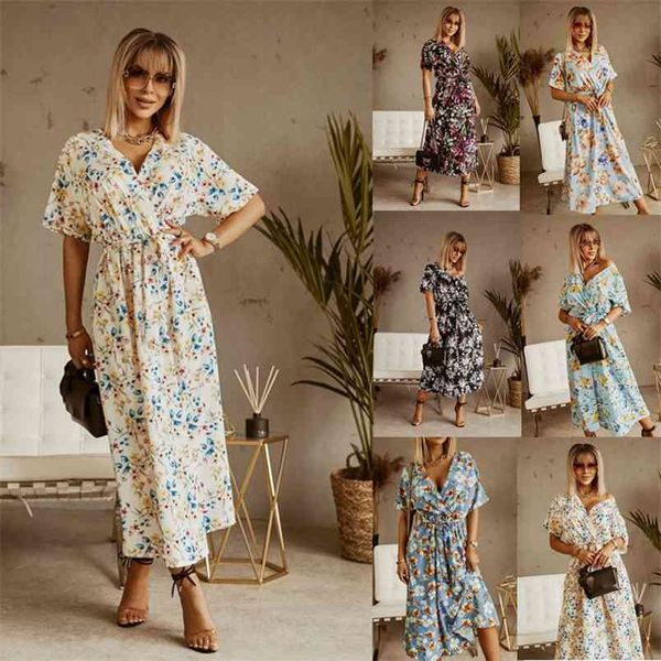 summer short-sleeved deep v-neck boho floral dress women's clothing fashion lace-up irregular ruffle stitching maxi 210517, Black;gray
summer short-sleeved deep v-neck boho floral dress women's clothing fashion lace-up irregular ruffle stitching maxi 210517, Black;gray