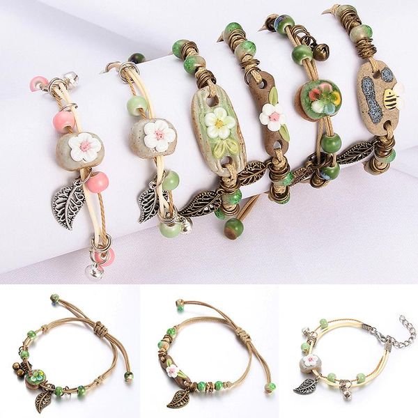beaded, strands women retro bracelets leaf hand knitting flower ceramic made diy artware girl gift jewelery, Black
beaded, strands women retro bracelets leaf hand knitting flower ceramic made diy artware girl gift jewelery, Black