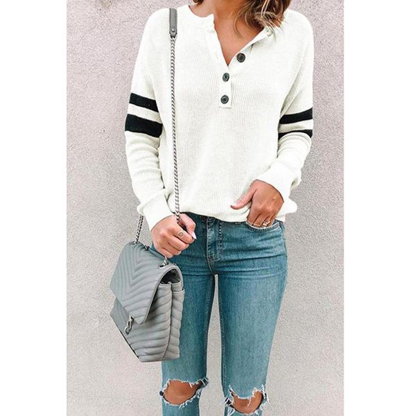 women's t-shirt women long sleeve buttom up o-neck pullover color patchwork sweatshirt loose casual female, White
women's t-shirt women long sleeve buttom up o-neck pullover color patchwork sweatshirt loose casual female, White