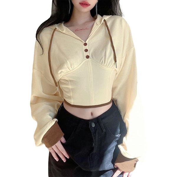 women's hoodies & sweatshirts women short hooded sweatshirt adults tie-up color block long sleeve pullover with drawstrings female fash, Black
women's hoodies & sweatshirts women short hooded sweatshirt adults tie-up color block long sleeve pullover with drawstrings female fash, Black