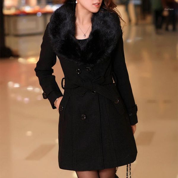women's wool & blends faux fur collar coat women autumn winter 2021 casual slim double breasted woolen jackets female oversized abrigo, Black
women's wool & blends faux fur collar coat women autumn winter 2021 casual slim double breasted woolen jackets female oversized abrigo, Black