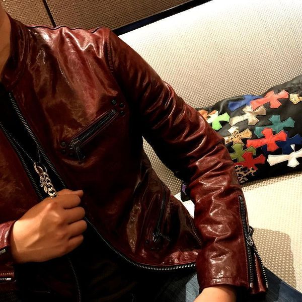 men's leather & faux 2021 wine red men retro casual jacket plus size xxxl genuine sheepskin autumn slim fit short coat, Black
men's leather & faux 2021 wine red men retro casual jacket plus size xxxl genuine sheepskin autumn slim fit short coat, Black