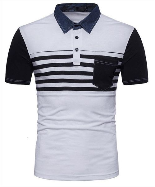 striped denim neckline splicing men polo short sleeve shirt cotton breathable casual slim fit korean fashion clothing, White;black
striped denim neckline splicing men polo short sleeve shirt cotton breathable casual slim fit korean fashion clothing, White;black
