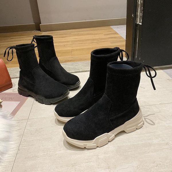 boots fad autumn ankle for women shoes woman chunky sneakers slip on flock winter thick soled platform plus size, Black
boots fad autumn ankle for women shoes woman chunky sneakers slip on flock winter thick soled platform plus size, Black