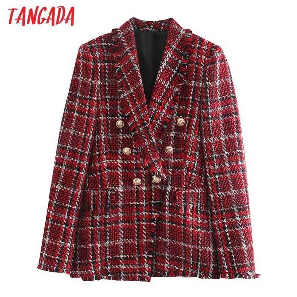 tangada women fashion red tweed blazer coat vintage double breasted long sleeve female outerwear chic 3l25 210609, White;black
tangada women fashion red tweed blazer coat vintage double breasted long sleeve female outerwear chic 3l25 210609, White;black