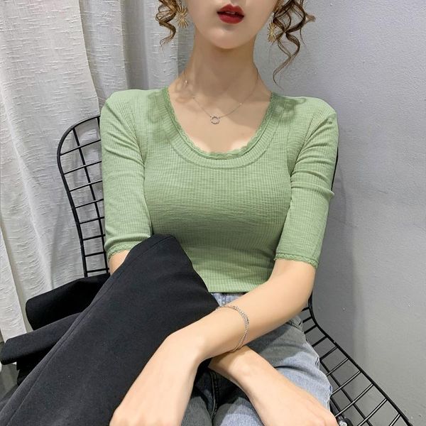 women's t-shirt 2021 the o collar mid-sleeve women loose elasticity and thinness solid color thread bottoming shirt summer, White
women's t-shirt 2021 the o collar mid-sleeve women loose elasticity and thinness solid color thread bottoming shirt summer, White
