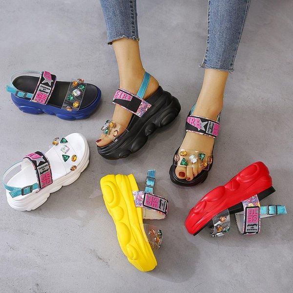 summer height increasing jewellery platform sandals women transparent heel student beach shoes sandalias mujer, Black
summer height increasing jewellery platform sandals women transparent heel student beach shoes sandalias mujer, Black